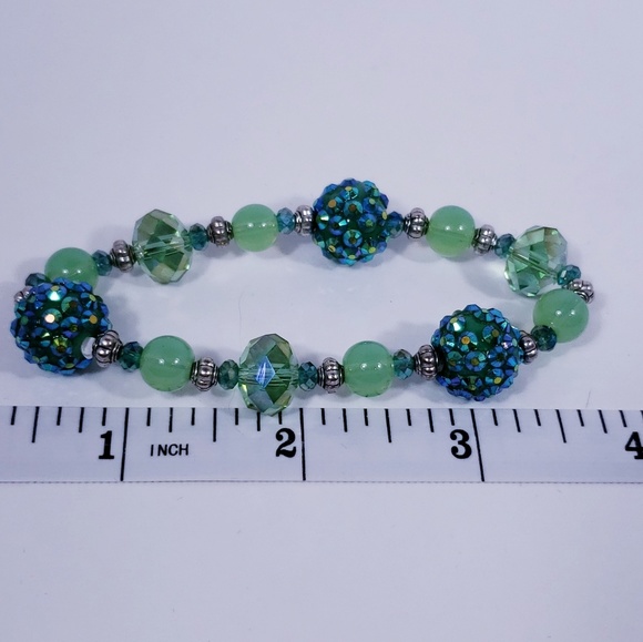 Blue and Green Glittering Elegant Beaded Bracelet - Picture 3 of 3
